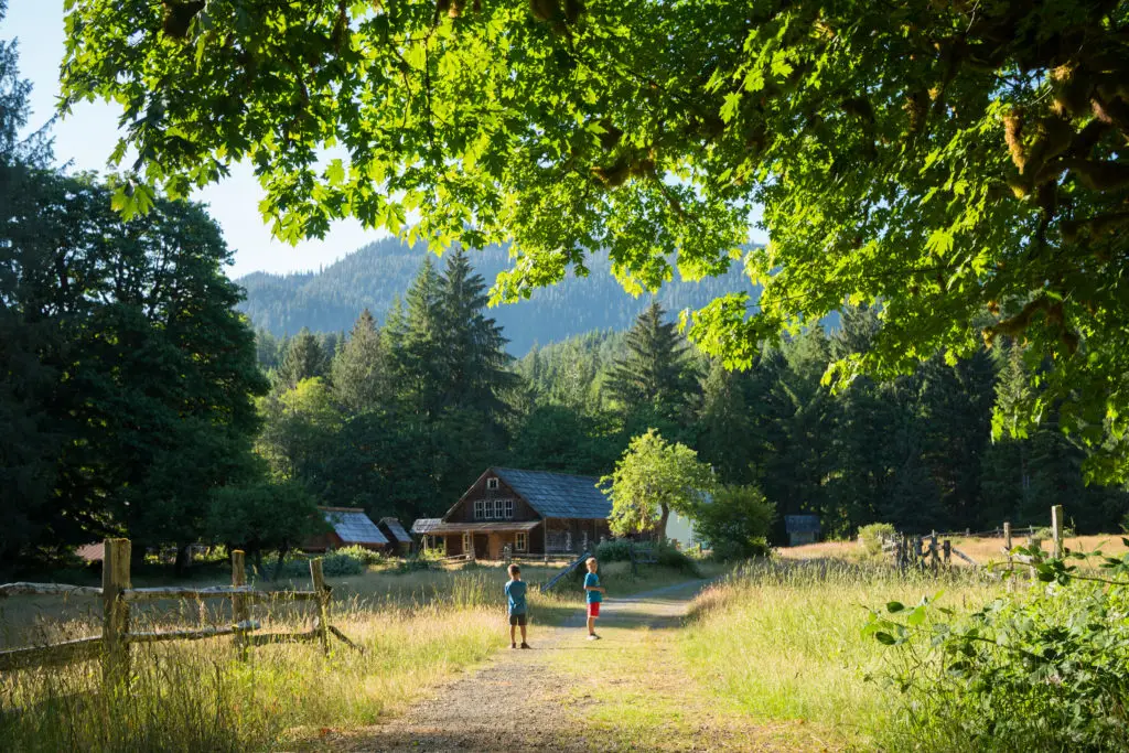 A dirt path leading to a family house.