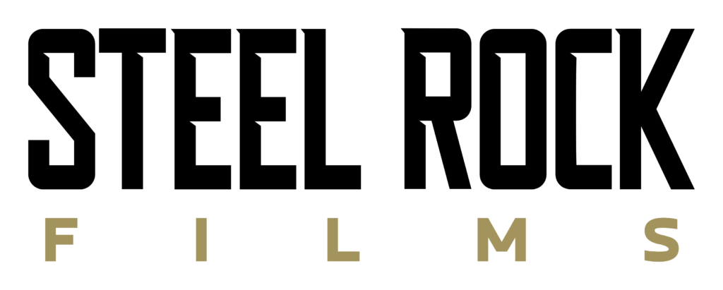 A gold logo on a black background depicting travel.