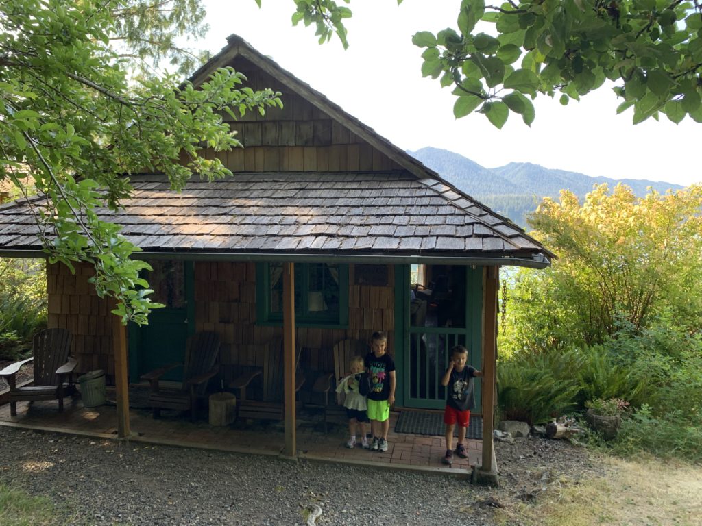 A small cabin in the woods perfect for a family adventure at Lochaerie in Quinault.